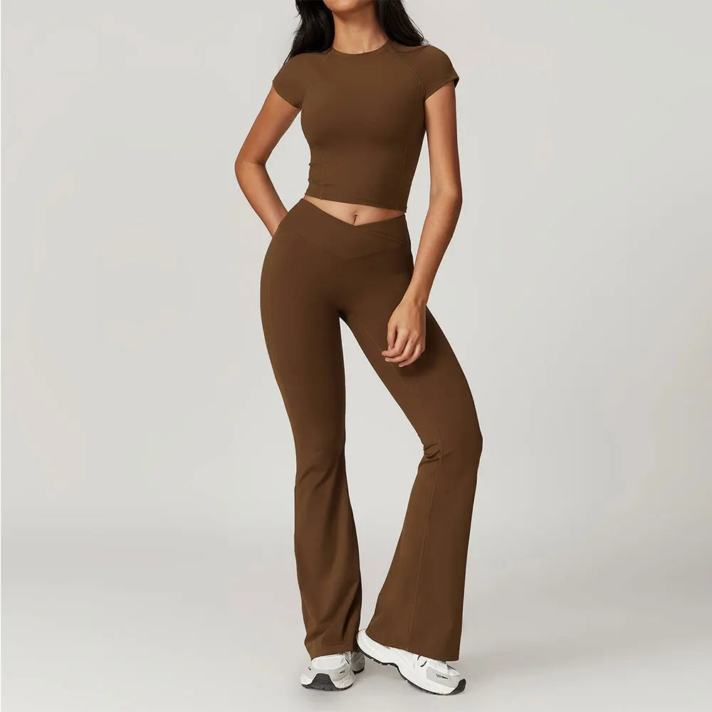 YogaFit: 2-Piece Crop Top and Long Leggings Set