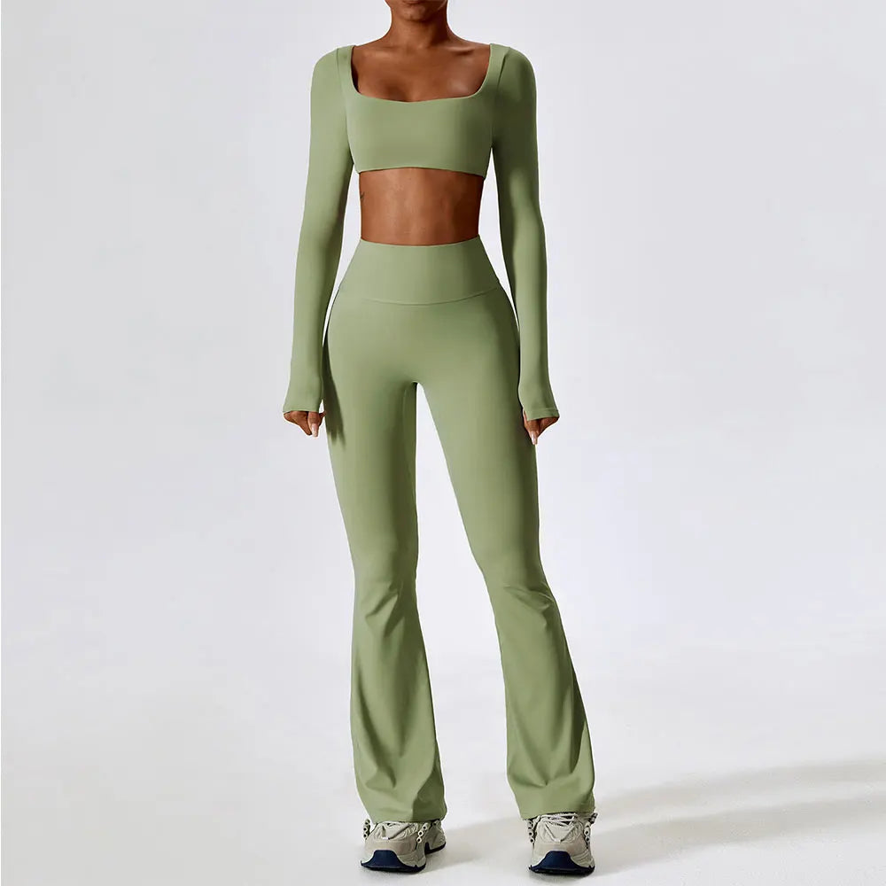 YogaFit: Seamless Sculpt Long Sleeve 2-Piece Set